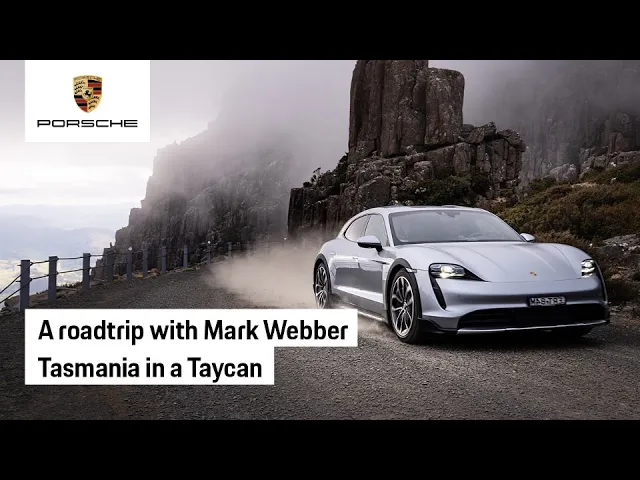 Wild performance: Mark Webber takes on Tasmania with the Porsche Taycan