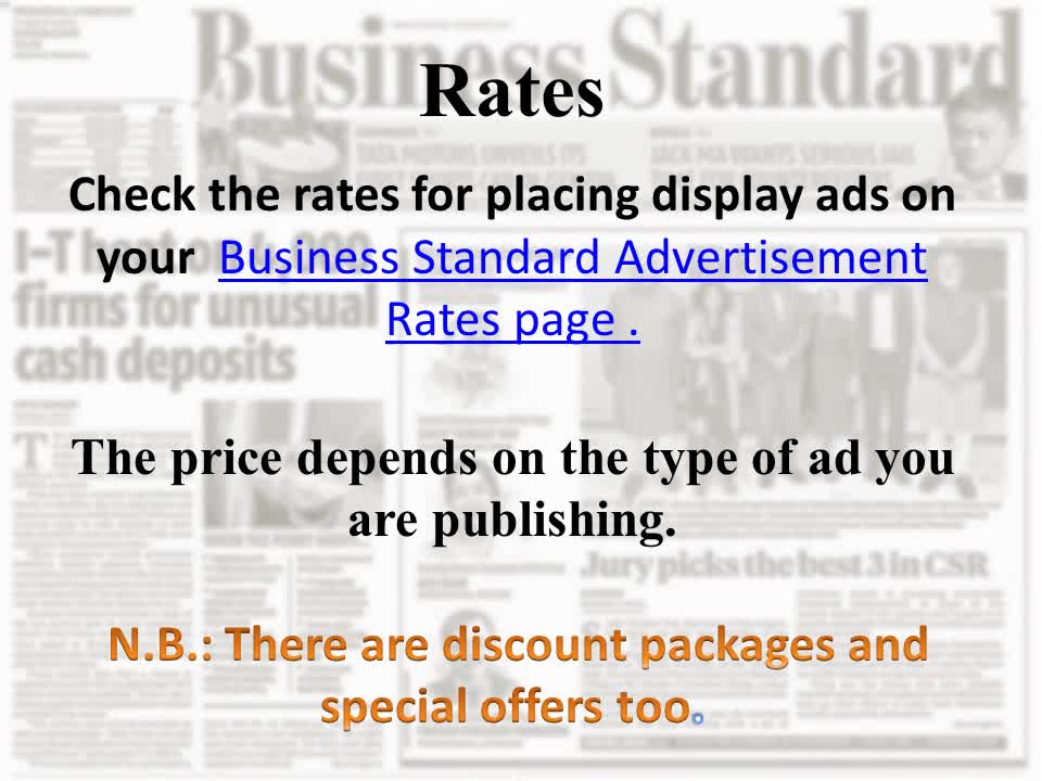 Business Standard Classified and Display Ad Online Booking for Newspaper