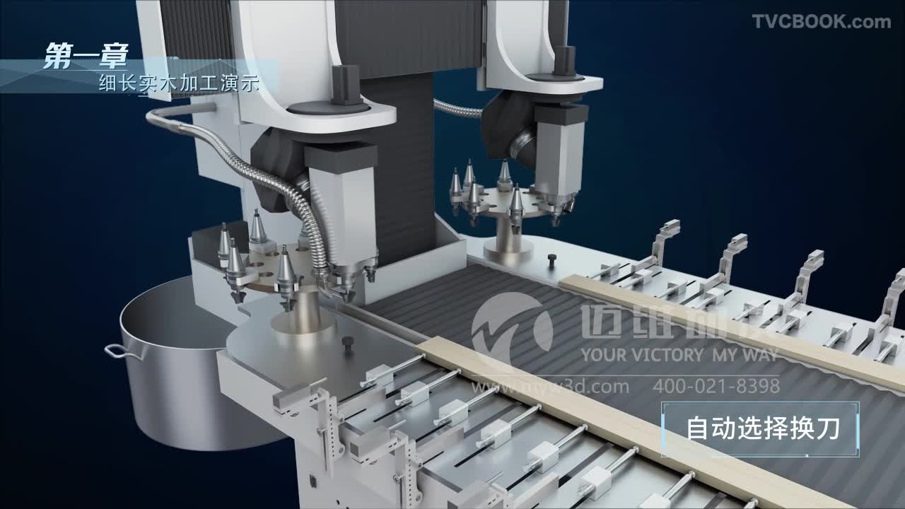 木材CNC加工数控车床设备三维动画展示-工业三维动画制作公司